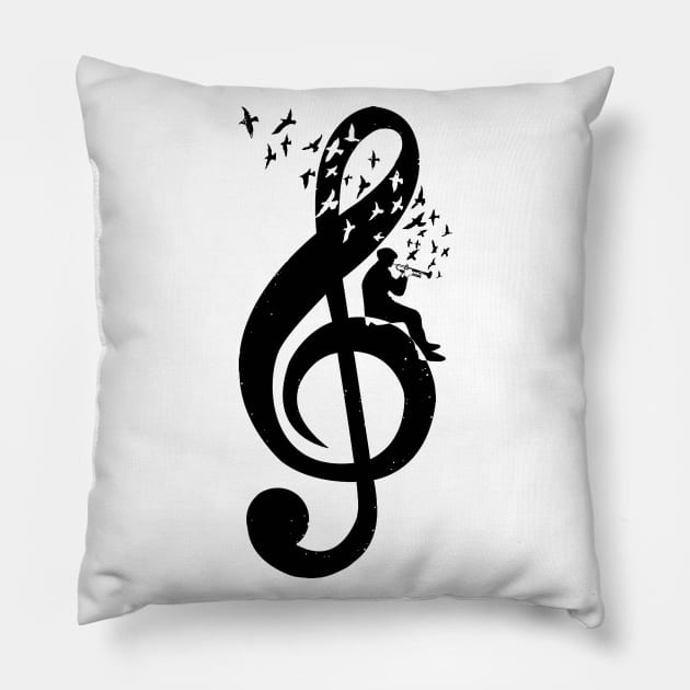 Treble Clef - Bugle Pillow by barmalisiRTB