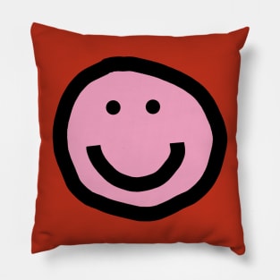 Minimal Happy Smiley Face Pink Pillow