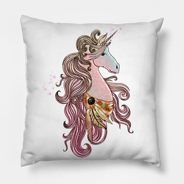 Beautiful unicorn in pink colors Pillow by Nicky2342