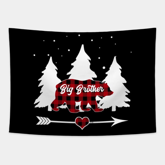 Big Brother Bear Buffalo Red Plaid Matching Family Christmas Tapestry by Soema