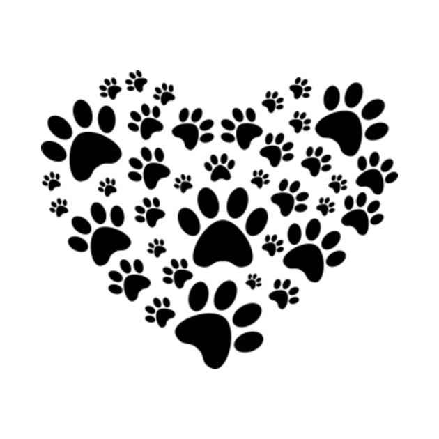 Heart Made Of Paws, Dog Paws, Animal Paws Black Heart Made Of Paws