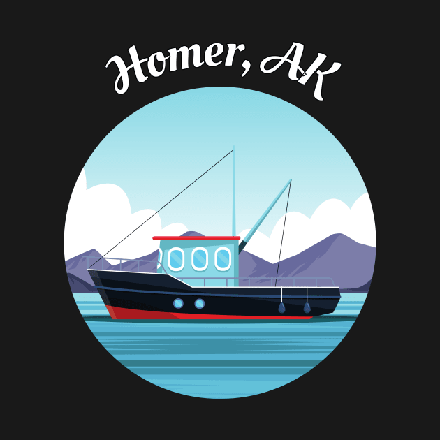 Homer Fishing Lover Alaska Cartoon Fishing Boat Fisherman Art by twizzler3b