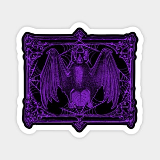 Vintage Vampire Bat illustration in Purple Magnet