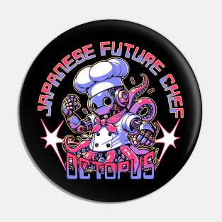 Octopus Japanese Chef Sci-fi Job Future Mecha Animals Robot Pin