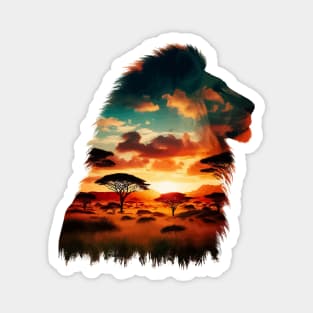 Zambia lion silhouette savannah Magnet