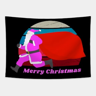 Retro Vintage Pink Santa Claus Tapestry