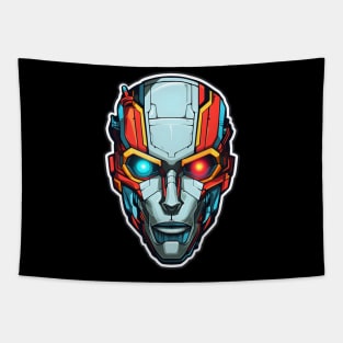 Advanced Technological Android Head Illustration Tapestry