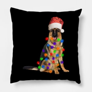 German Shepherd Dog, Xmas Lights, Santa Christmas Pillow