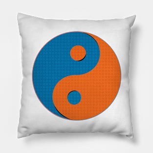 Yin Yang symbol design in orange and blue mosaic pattern Pillow