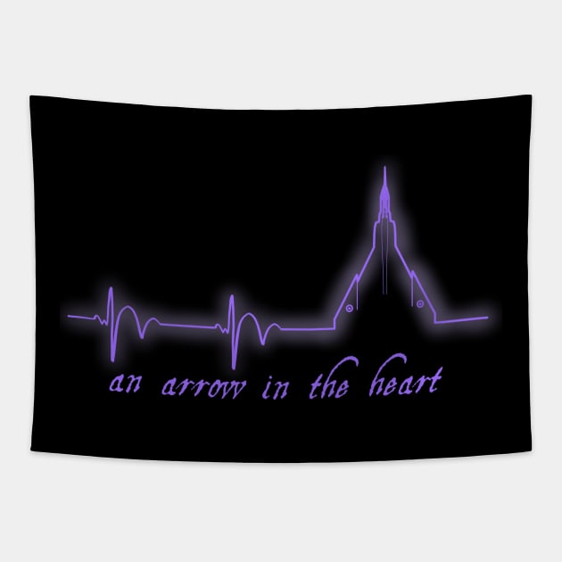 Arrow In the Heart Purple Tapestry by Amberchrome