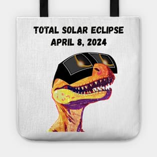 Total Solar Eclipse Grunge Dinosaur—Black text Tote