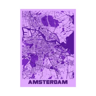 Amsterdam - Netherlands Lavender City Map T-Shirt