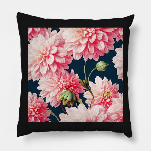 Pink Dahlia Pillow by VintageFlorals