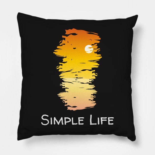 Simple Life - Sunset Over Water Pillow by Rusty-Gate98
