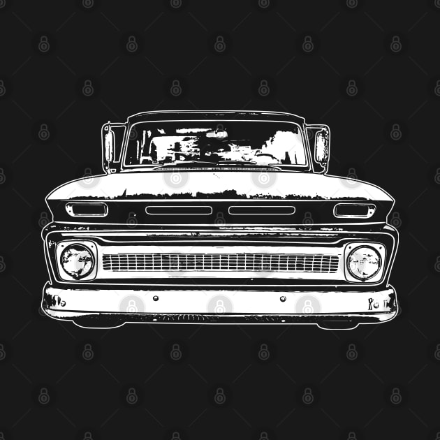 White 1966 Chevy C10 Sketch Art by DemangDesign