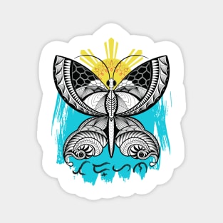 Tribal line Art Butterfly / Baybayin word Tadhana (Destiny) Magnet