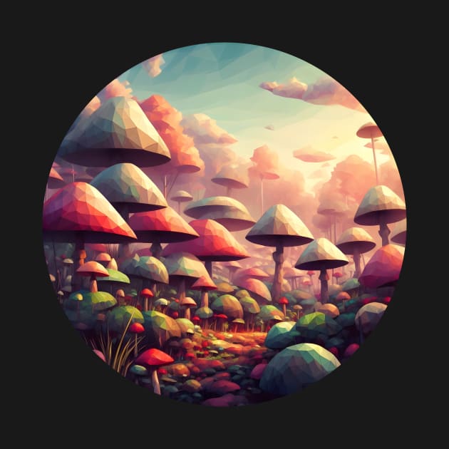 Polygonal Mushroom Forest at Sunset by Antipodal point