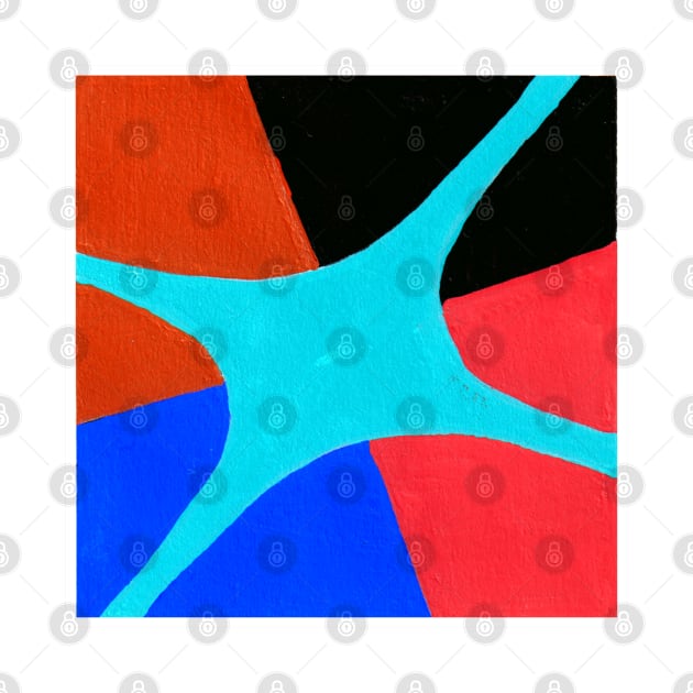 Inverted Blue Orange Black Geometric Abstract Acrylic Painting by abstractartalex