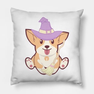 Adorable Witch Dog Halloween Design Pillow