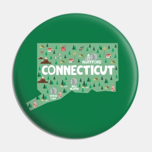 Connecticut illustrated map Pin