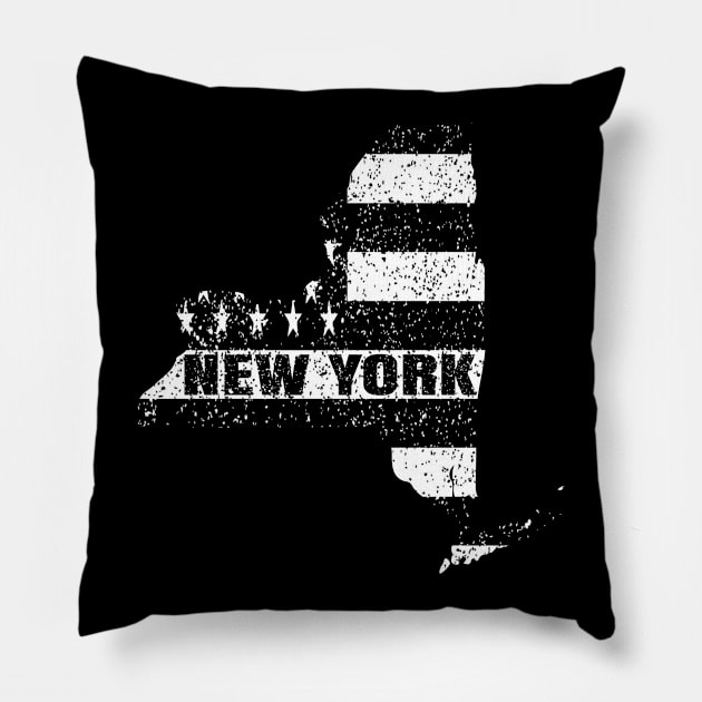 State Flag Of New York Vintage NY Map Gift Pillow by Grabitees