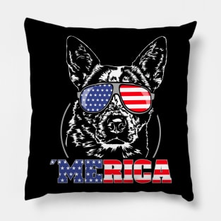 Merica Australian Cattle Dog American Flag Sunglasses Pillow