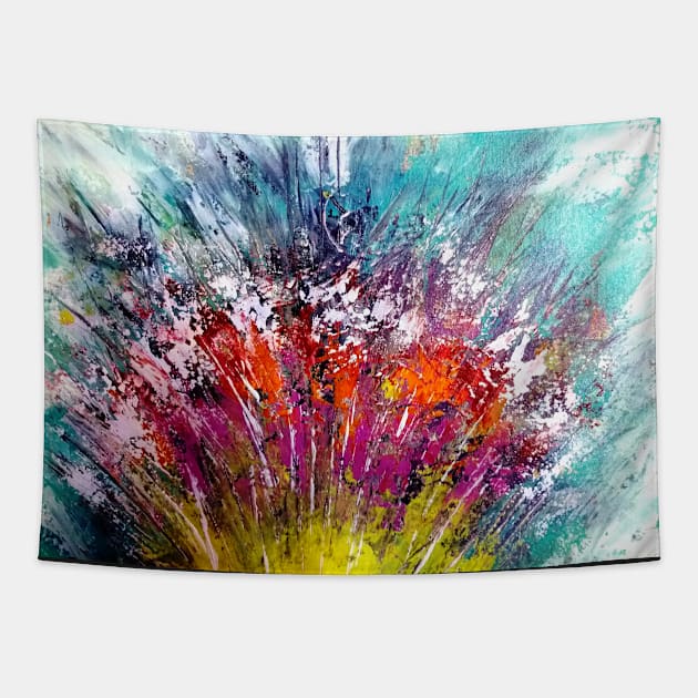 Joyful colors Abstract artwork Tapestry by SunilAngra