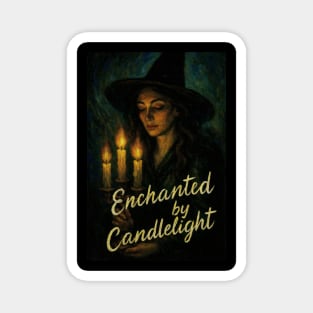 Emotional Holiday Scene with Witch, Firelight, and Gift Magnet