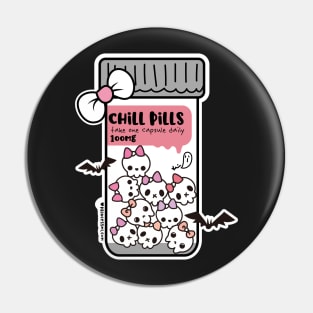 chill pills cute skull cartoon Pin