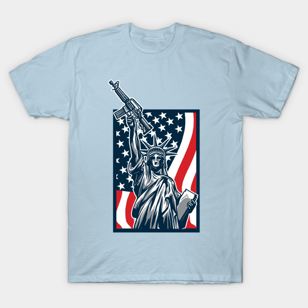 Lady Liberty Statue Of Liberty With Rifle Design Gun T Shirt