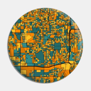 Omaha Map Pattern in Orange & Teal Pin