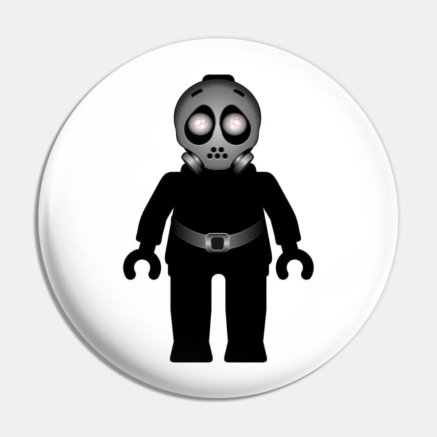 Zombie Apocalypse Hazmat Gas Mask Minifig Pin by ChilleeW