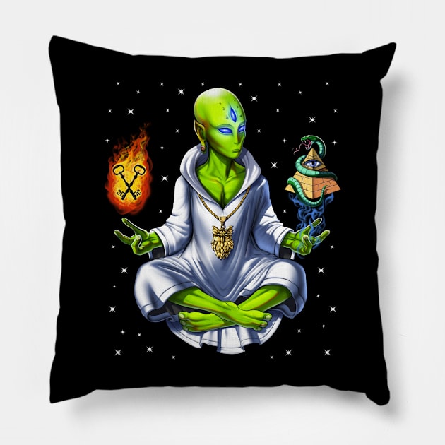 Alien Illuminati Conspiracy Pillow by underheaven