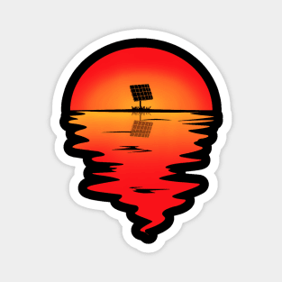 Solar Panel Silhouette Sunset Reflection Renewable Energy Nature Magnet