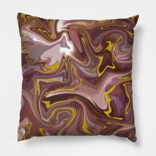 Dusty Rose and Purple with Gold Silk Marble - Purple, Pink, Beige Liquid Paint Pattern Pillow