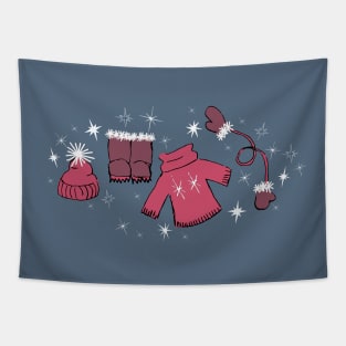 Winter weather snow lover gear cartoon illustration Tapestry