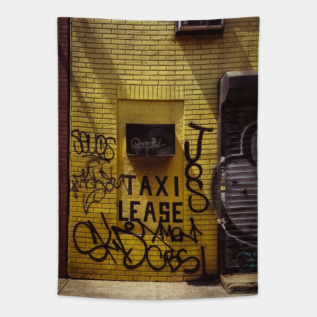 Taxi Lease NYC Street Graffiti Tag Tapestry by eleonoraingrid