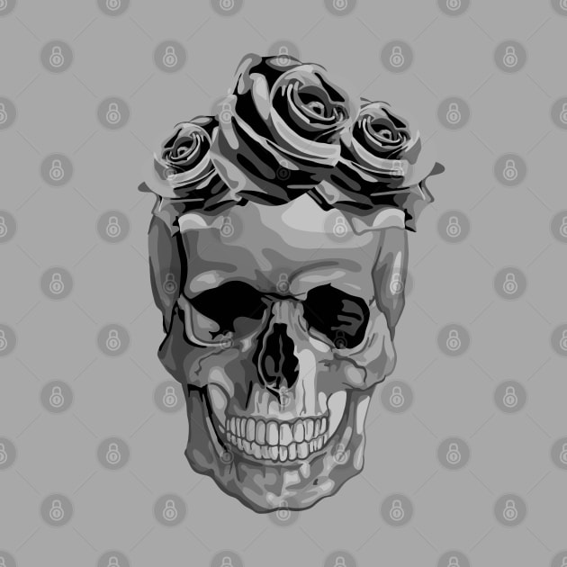 Skull With Flower Crown by Slightly Unhinged