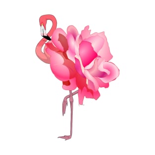 Flamingo Rose Pink Flamingo and Flower T-Shirt