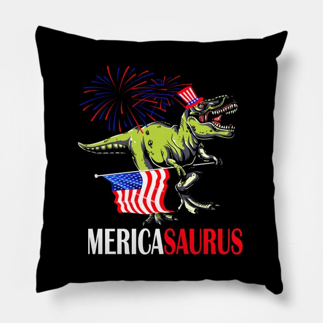 Mericasaurus 4th of july independence day gift Pillow by DODG99