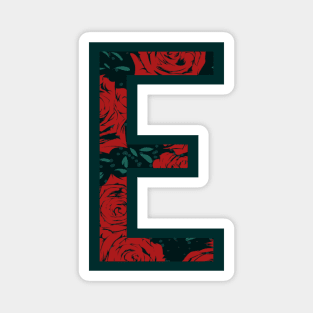 Modern Rose Floral Initial Name Alphabet - Letter E Magnet