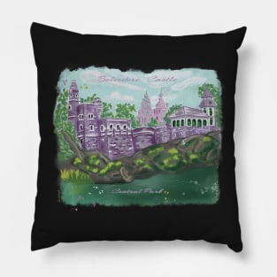 Belvedere Castle in purple, Central Park Pillow