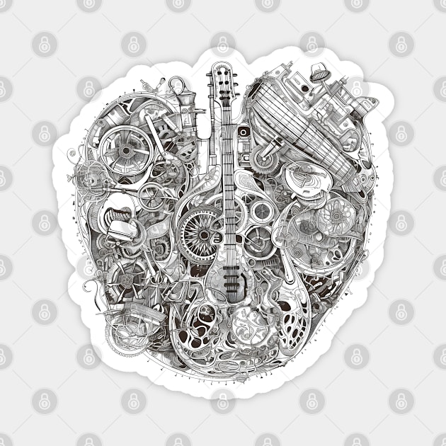 Guitar Mechanical Heart Magnet by Artifyio