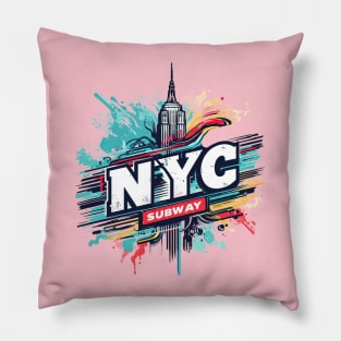 New York Subway color splash Pillow