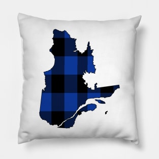 Quebec in Blue Plaid Pillow