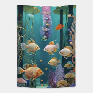 Underwater Opus: Fish Inspired Illustration Tapestry