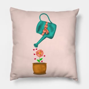 Watering can and flower Pillow