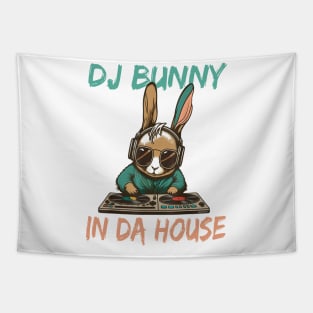 DJ Bunny In Da House Funny Rabbit DJ With Sunglasses Easter Tapestry