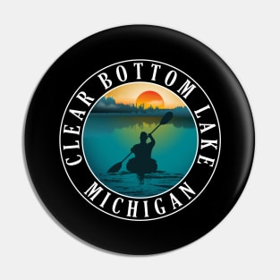 Clear Bottom Lake Kayaking Michigan Sunset Pin