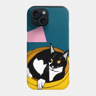 Cute Tuxedo Cat laying in a fruit bowl.  Copyright TeAnne Phone Case